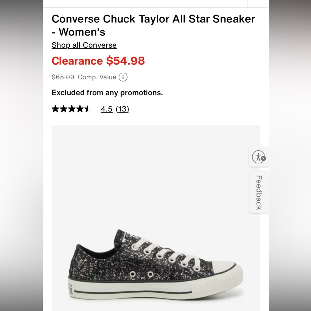 New Converse Chuck Taylor All Star Glitter Black Sneakers - Picture 14 of 14
